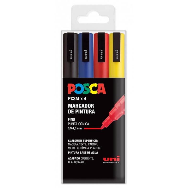 4 jelölőből álló készlet Posca PC-3M Basic