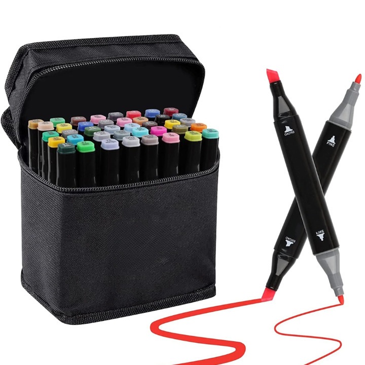 Комплект от 40 перманентни маркера, HYT ®, с два накрайника и включена чанта за съхранение, многоцветен