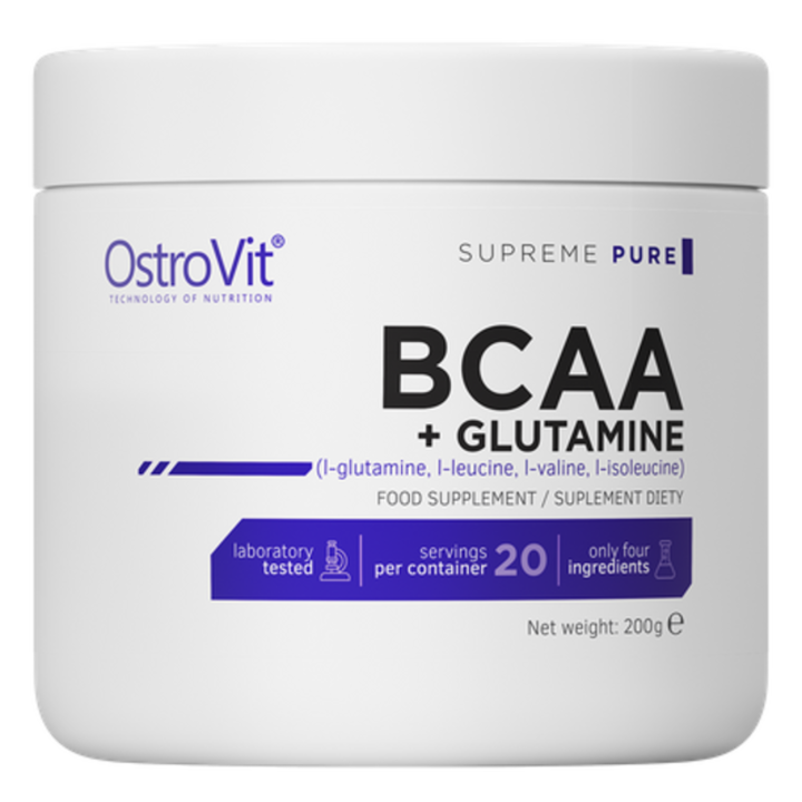 Suplimentar alimentar BCAA+, OstroVit, Pudra, Glutamina, 200g