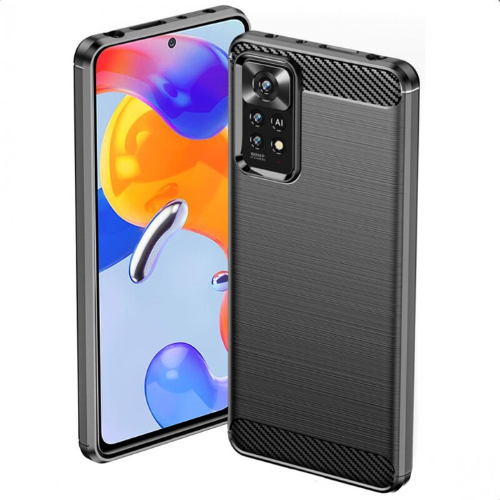 A tok kompatibilis a Xiaomi Redmi Note 11 Pro 4G / Note 11 Pro 5G telefonokkal, szénszálas textúra, fekete
