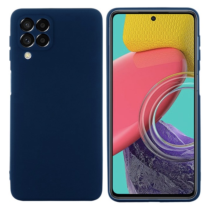 Силиконов калъф, съвместим със Samsung Galaxy M33 5G, силиконов TPU, меко усещане, следващо ниво на интелигентна защита, защита на камерата, тъмносин