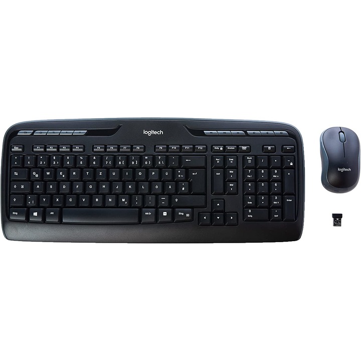Комплект безжична клавиатура и мишка за настолен компютър Logitech MK330 920-008533, DE оформление, черен