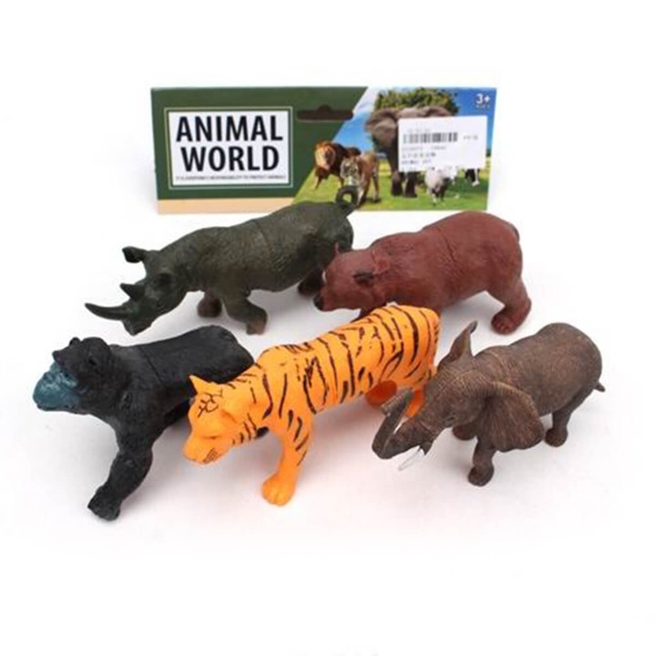 Figurine copii - Animale africane, 5 bucati, Multicolor