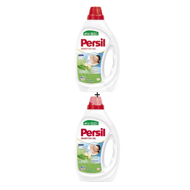 Промо пакет: Течен перилен препарат Persil Sensitive Gel, 19 изпирания ...
