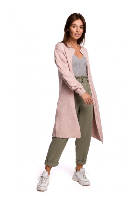 Kardigán hosszú ujjú, akril/nylon/gyapjú, rózsaszín