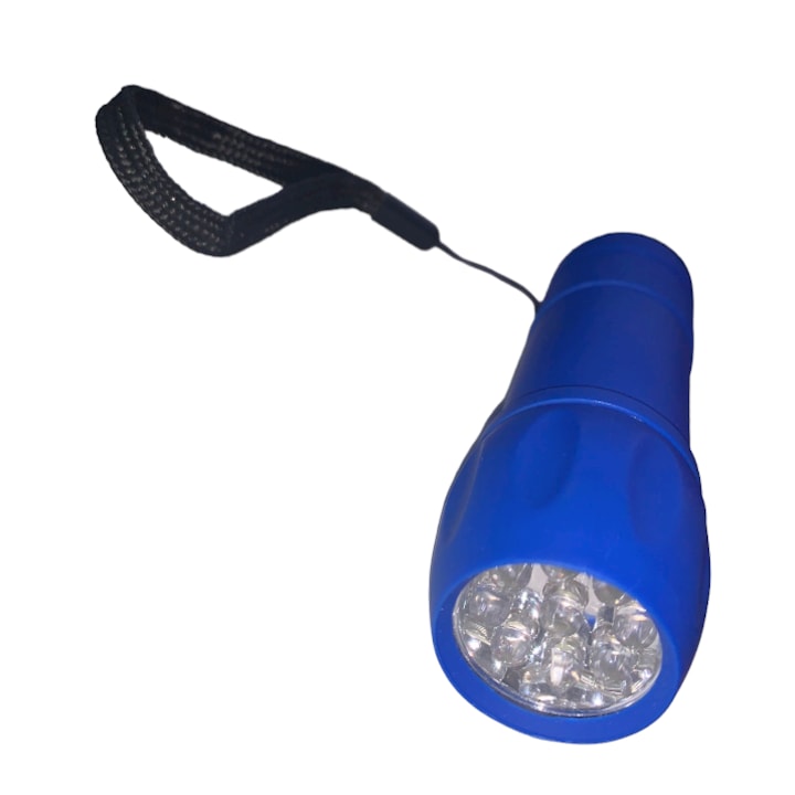 ARTC LED zseblámpa, gomb, akasztózsinór, 9 x 3 cm, elemek, Kék