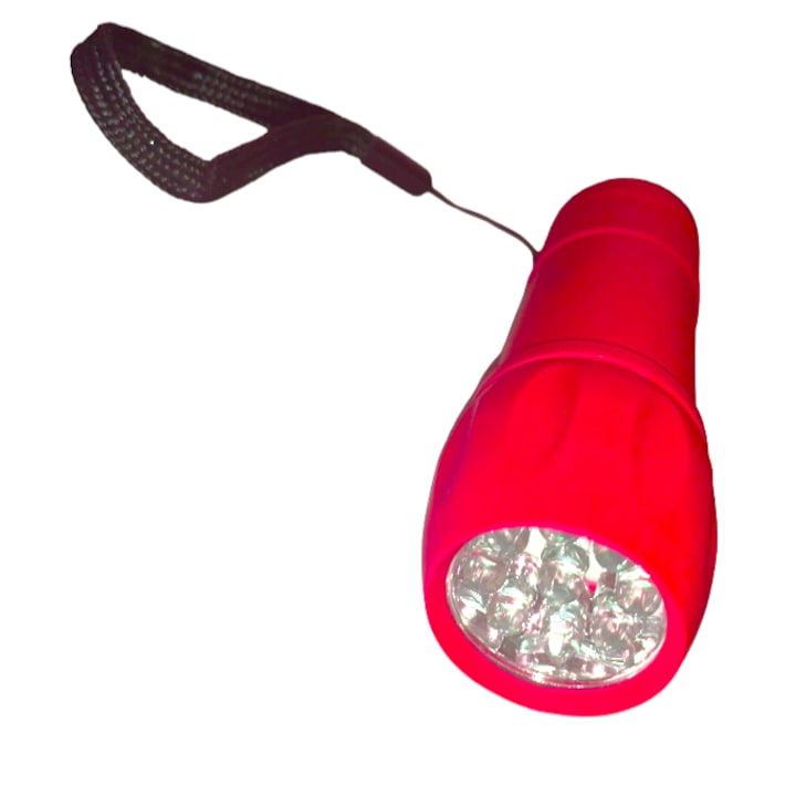 ARTC LED zseblámpa, gomb, akasztózsinór, 9 x 3 cm, elemek, Piros