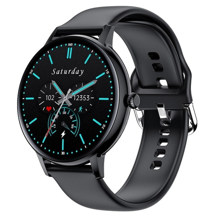 Smartwatch и фитнес гривна idealSTORE , IPS пълен сензорен екран Bluetooth разговори, Мониторинг сърдечен ритъм, Сън, Музика, IP67, Android-IOS, Черен