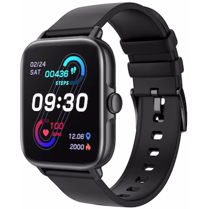 Смарт часовник и фитнес гривна idealSTORE NEW Lexus Black, тъчскрийн, Bluetooth разговори и съобщения, мониторинг на сърдечния ритъм и съня, мултиспорт, високоговорител-микрофон, барометър, IP67, аларма, Android-IOS, черен цвят