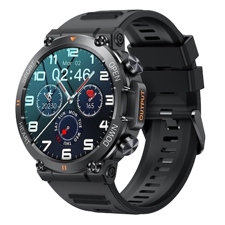 Ceas Smartwatch ARMYWatch® IdealStore, Ecran tactil de 1.28 HD Inch, Functie de Preluare Apel, Difuzor si Microfon incorporat, Notificari Facebook, Whatssapp, Instagram, Rezistent la apa IP 68, Tensiune arteriala, Cronometru, Pedometru, Black