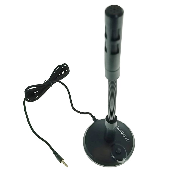 Microfon cu suport, Esperanza Sonic 95791, buton On/Off, cablu 150 cm, conector jack 3.5mm, negru