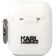 Husa casti Karl Lagerfeld pentru Airpods 1/2, Karl Lagerfeld and Choupette, Silicon, Alb