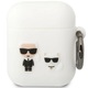 Husa casti Karl Lagerfeld pentru Airpods 1/2, Karl Lagerfeld and Choupette, Silicon, Alb