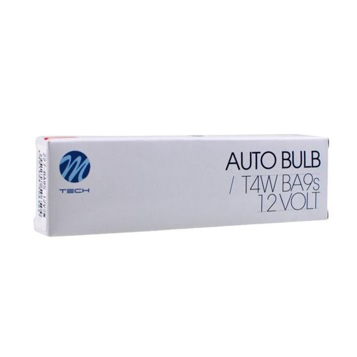 Комплект 10 авто халогенни крушки, M-Tech, T2W, 12V, 2W, Бяла