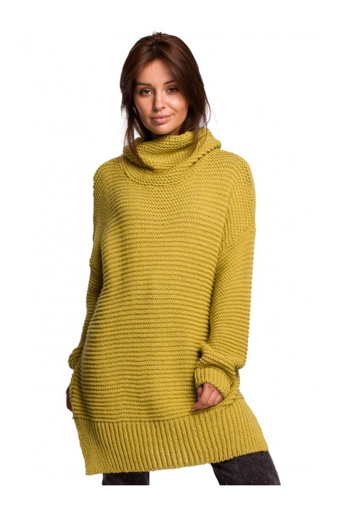 Pulover oversize pe gat, Acril/Nylon/Bumbac, Galben lime, One size