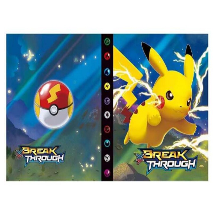 Album Pokemon Pikachu atacks Break Trough, pentru 240 cartonase, 19 x 14.5 cm