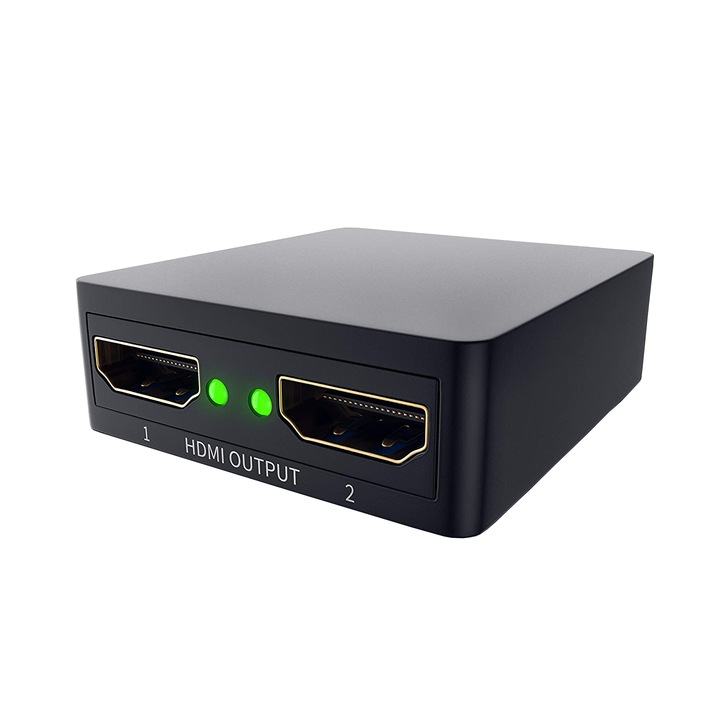 Сплитер HDMI 4K, 2 x HDMI 1.4, 60 Hz до 1 x HDMI, двупосочен, черен