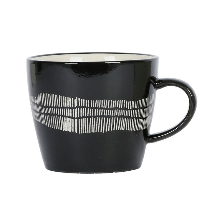 Cana - Ligne Black & White Stoneware, 350ml, Ceramica, 350 ml, Negru