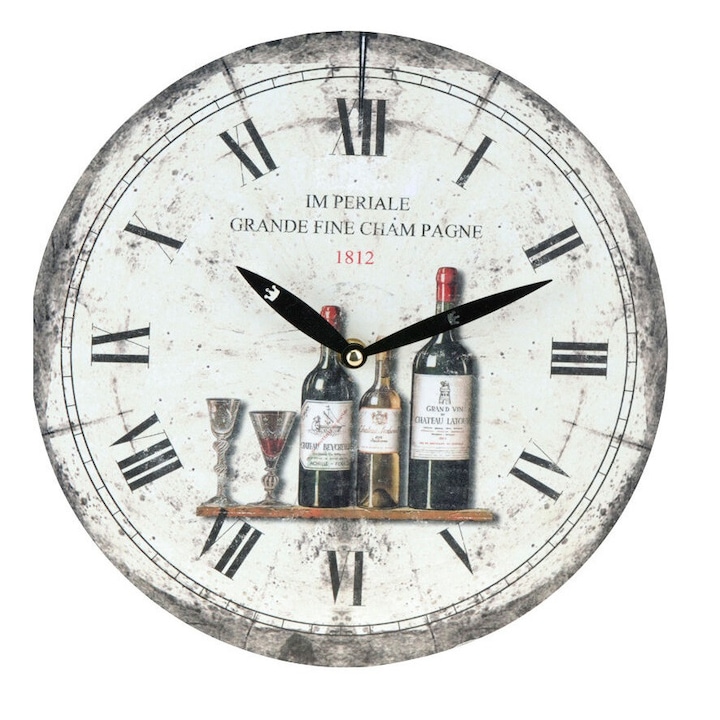 Декоративен часовник Excellent Houseware, MDF, 28 см, бял