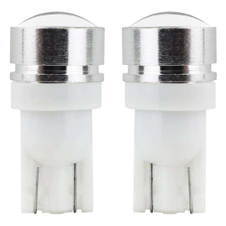 Комплект от 2 броя крушки за кола, Amio, T10, 12V, 2W, бели