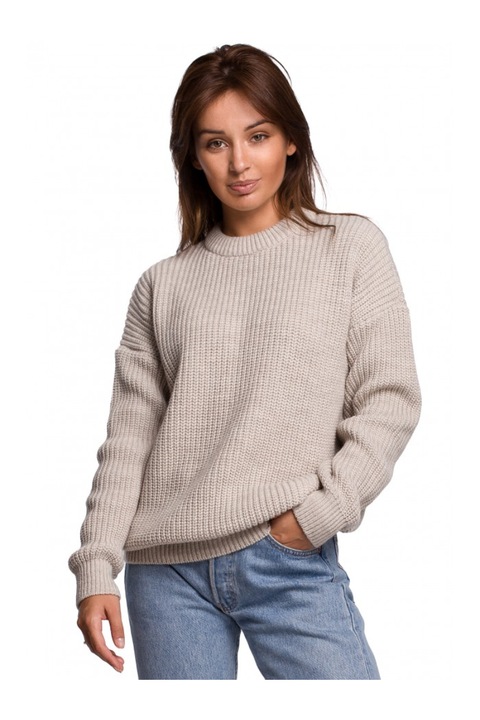 Pulover cu maneca lunga, Acril/Poliamida/Lana, Bej