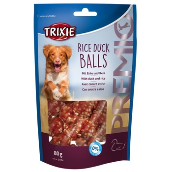 Recompensa Trixie PREMIO Bile cu rata si orez pentru caini 80 g 31704 Recompensa Trixie PREMIO Bile cu rata si orez pentru caini 80 g 31704