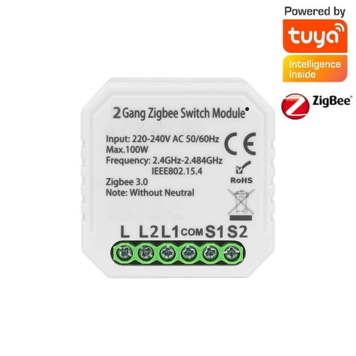 Releu inteligent, RTX, ZigBee, Incastrat, Compatibil cu Tuya Smart Life/Sonoff Ewelink, Alb