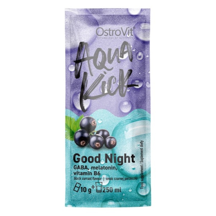 Хранителна добавка OstroVit Aqua Kick / Advanced Hydration - Good Night, Касис, 10 грама