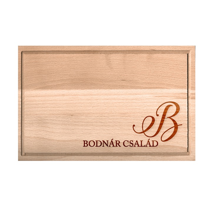 Családnév monogrammal egyedi vágódeszka - nagy