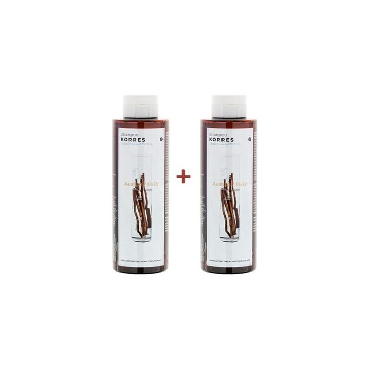 Set 2 Sampoane pentru par gras, Korres, Lemn dulce si urzica, 2 x 250 ml