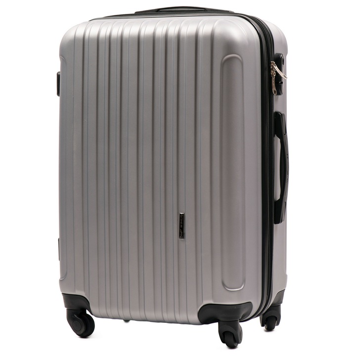 Куфар Wings Flamingo W2011, Среден, с 4 колела, 65 см, Сребрист