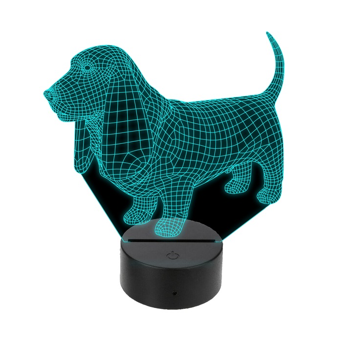 Lampa LED 3D, Praktikusajandekok, Alimentare USB, Plastic/Acril, 20x14 cm, Negru