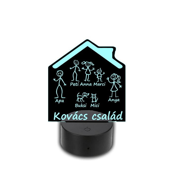 Lampa LED 3D, Praktikusajandekok, Alimentare USB, Plastic/Acril, 20x14 cm, Negru/Transaprent