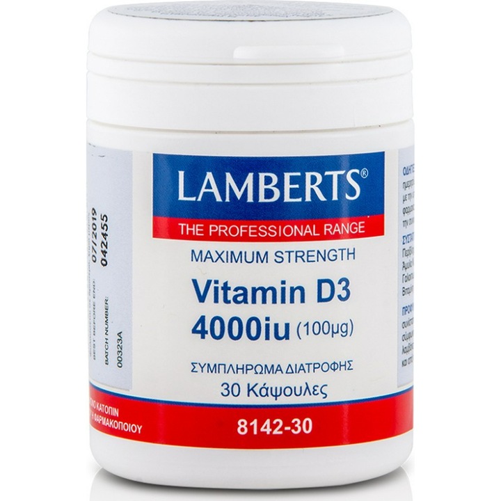 Supliment alimentar Vitamina D3 4000iu, Lamberts, 30 capsule
