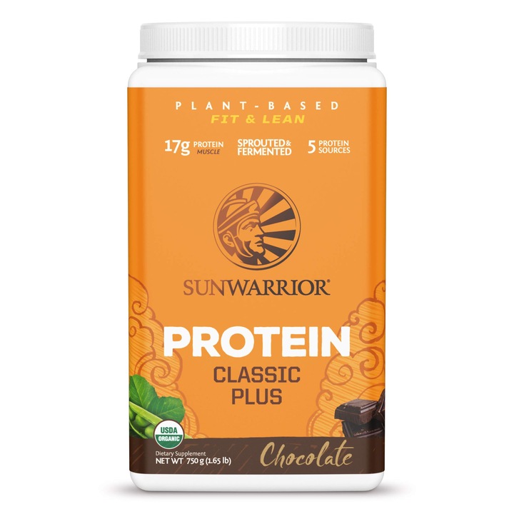 Proteine vegetale Sunwarrior Classic Plus Chocolate, 750 g