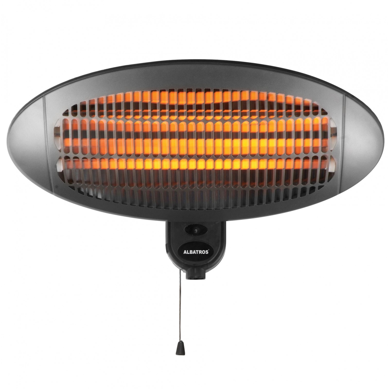 Radiator Electric Albatros RQT-2000A Infrarosu de Perete, Element de incalzire tuburi de quartz 3 bucati, 3 trepte de putere 650 / 1350 / 2000W, Grad protectie IP34, Negru