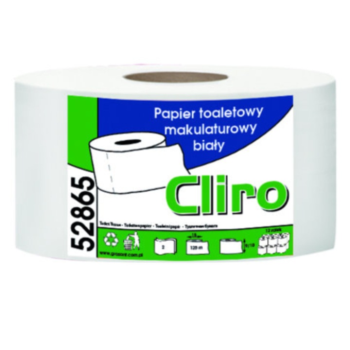 WC-papír, Jumbo Cliro, 52865, 2 réteg, 12 tekercs, fehér