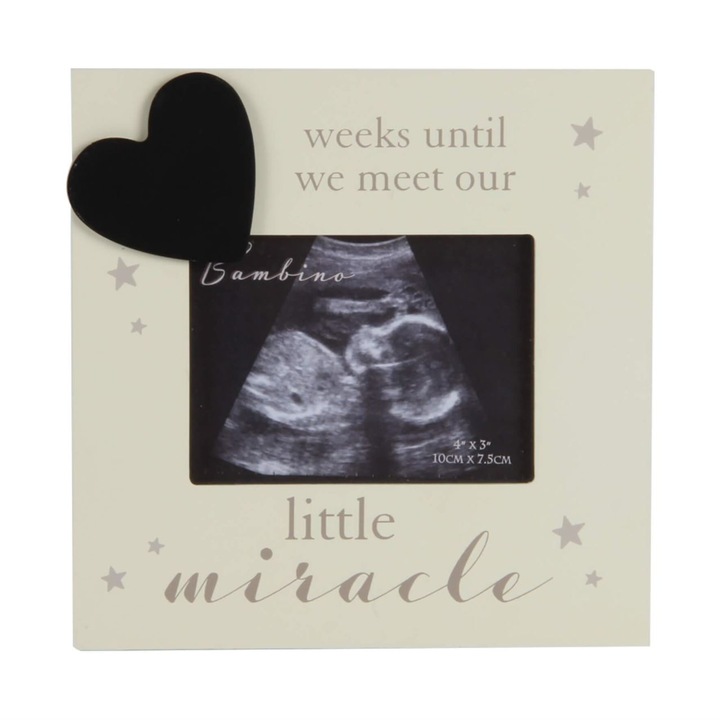 Rama foto ecografie weeks until we meet our little miracle 15x15cm, Bambino by Juliana, crem