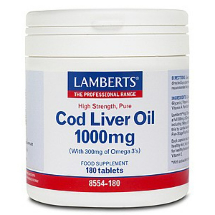 Lamberts Cod Liver Oil 1000mg 180caps (Ω3&Vit.A, D&E)