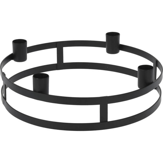 Sfesnic pentru 4 lumanari, rotund, 25 x 7 cm, negru
