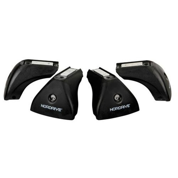 Set 4 capace pentru bare transversale Nordrive, Rasina sintetica, Negru