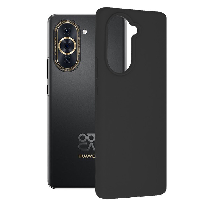 Защитен калъф с двойна структура AZIAO за Huawei nova 10 Pro, вътрешен фин микрофибър против надраскване и външен силикон против залепване, абсорбция на удари, Titanium Black