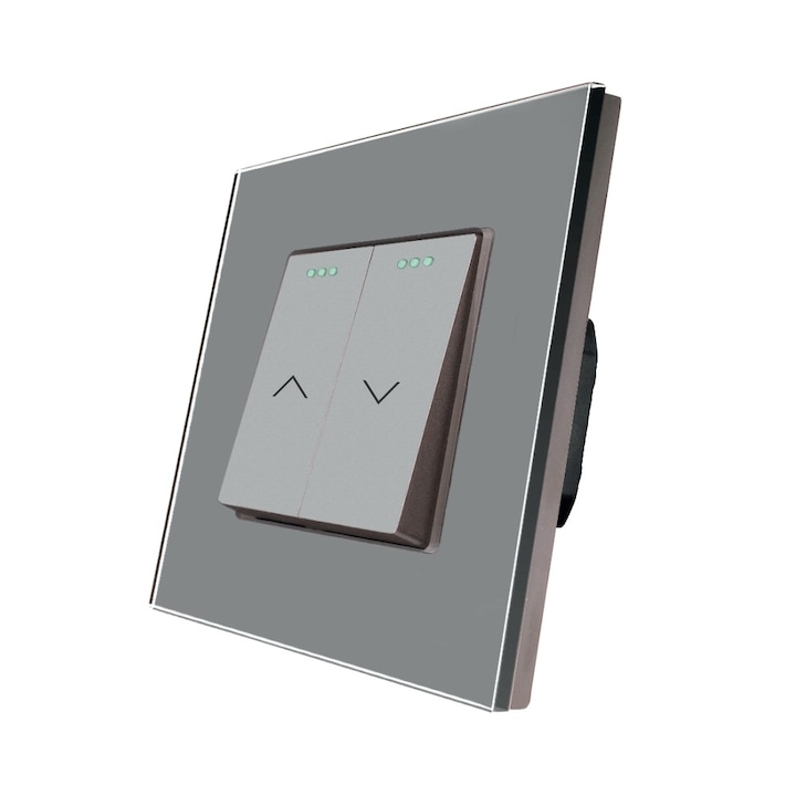 Intrerupator Jaluzele Mecanic LUXION cu Rama din Sticla, Gri, LX-MP031GF-GY