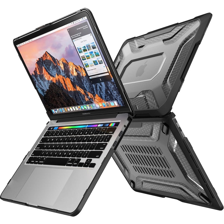 Supcase laptop tok kompatibilis Macbook Pro 13" polikarbonát, fekete