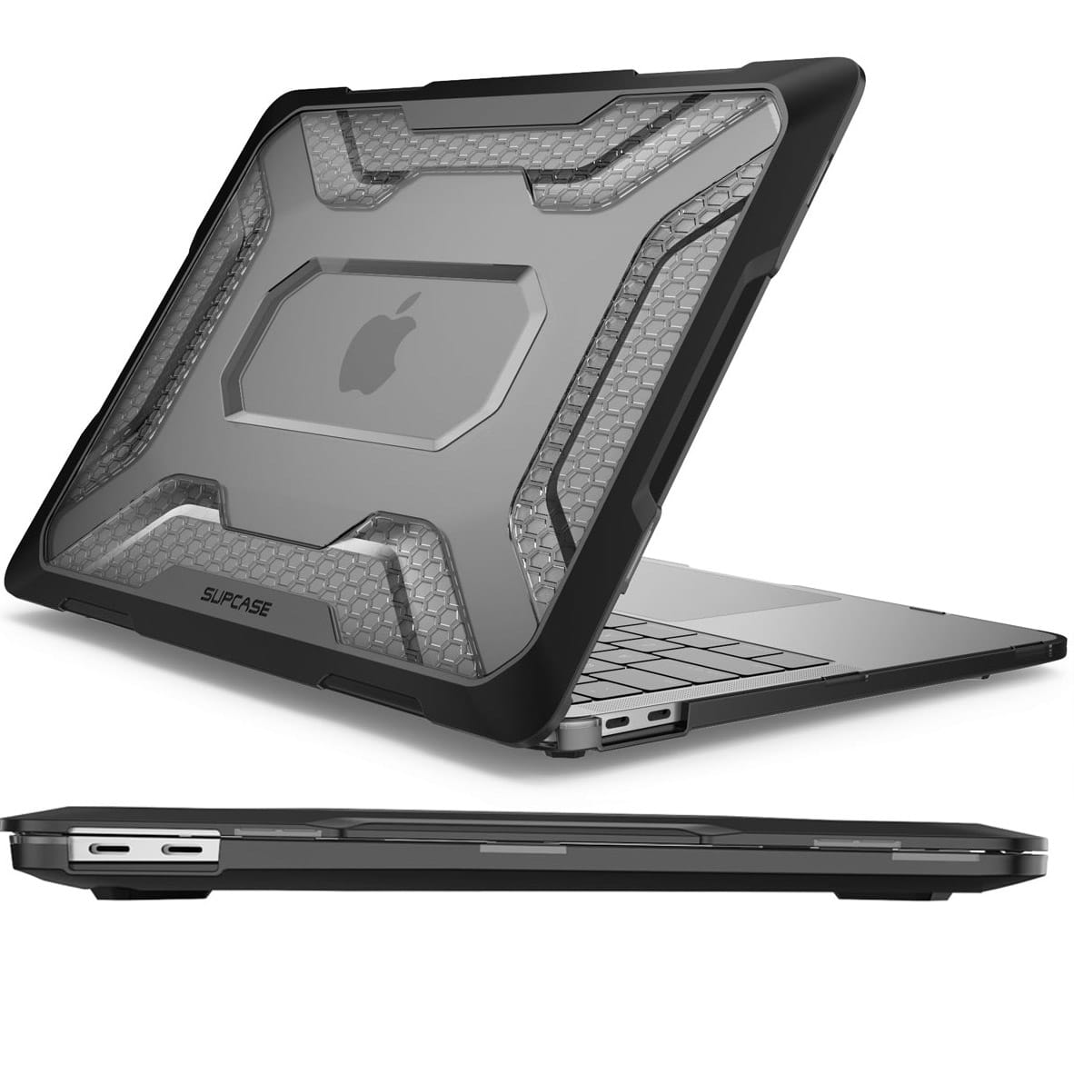Carcasa laptop Supcase compatibila cu Macbook Pro 13", Policarbonat, Negru