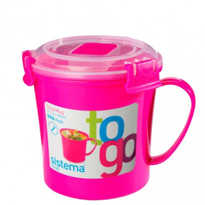 Cana plastic cu maner si capac microunde To Go, 656 ml