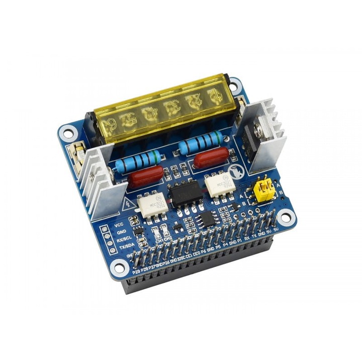 Разширителен модул Triac, Waveshare, 2 канала, 65×56,5 mm, Съвместим с Raspberry Pi