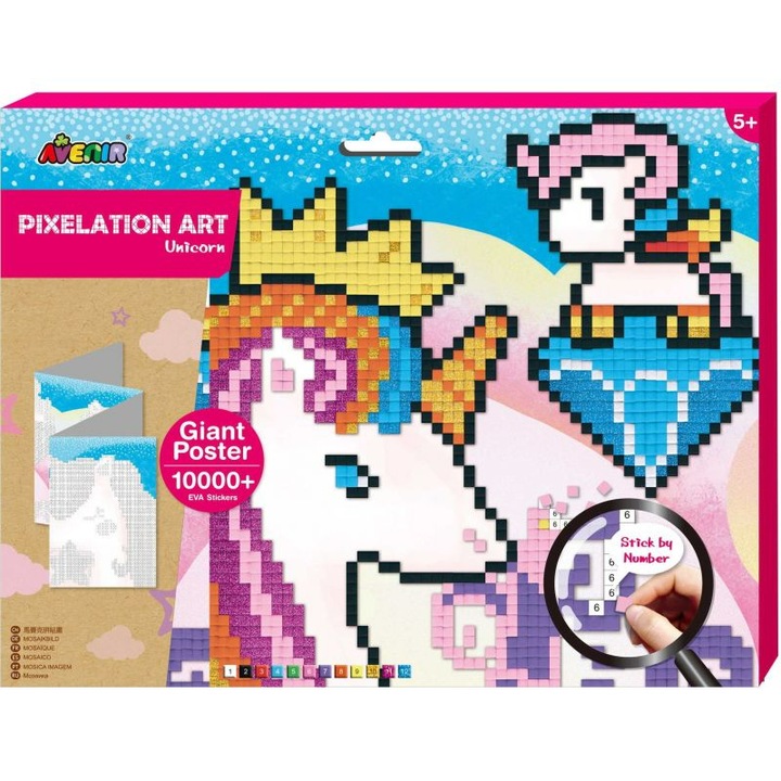 Joc educativ tip mozaic, Avenir, Model unicorn, Spuma, 5 ani+, Multicolor