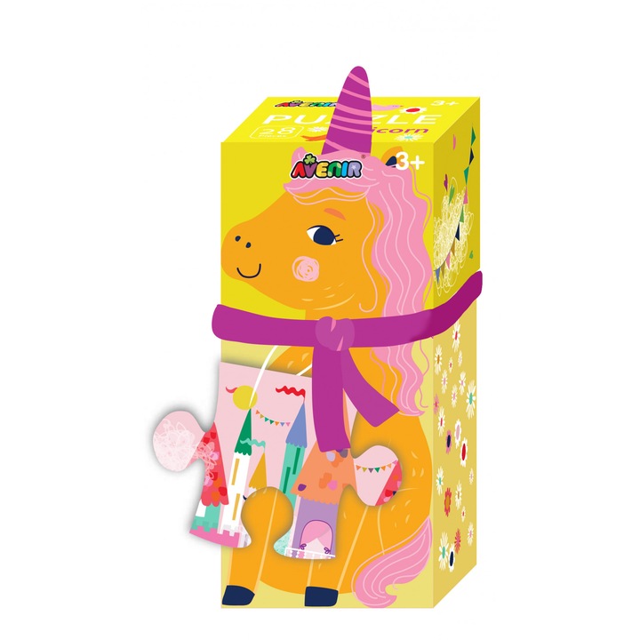 Puzzle cu 28 de piese - Unicorn, carton, Avenir, 3 ani +