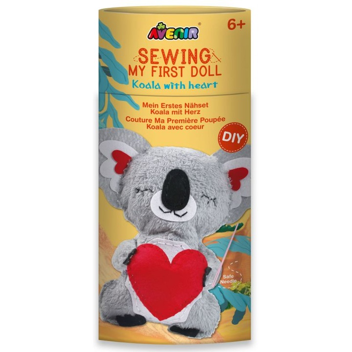 Varrókészlet gyerekeknek, Avenir, Koala mintás szívvel, 6 év+, Többszínű
